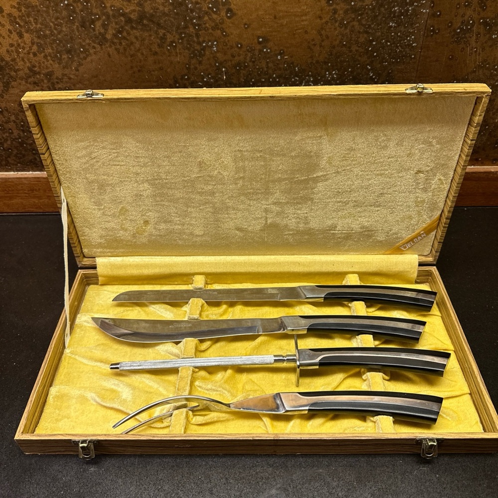 ELDAN 4 Piece Carving Knife Set In Box Mid Century Stainless Steel